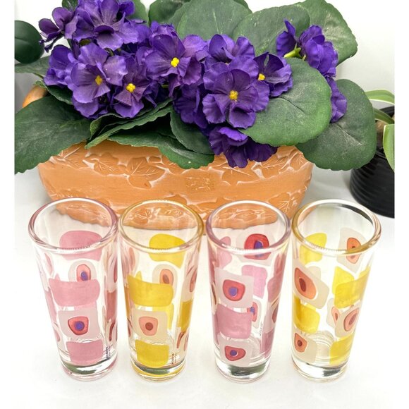 Vintage Mid-Century Modern Geometric Juice Glasses Set of 4 - Picture 1 of 5